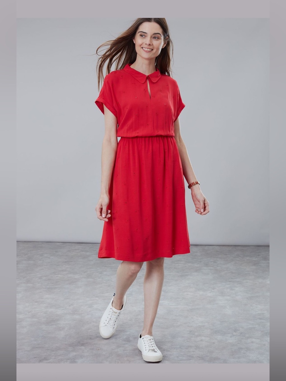 Joules Red Short-Sleeve Collared Dress